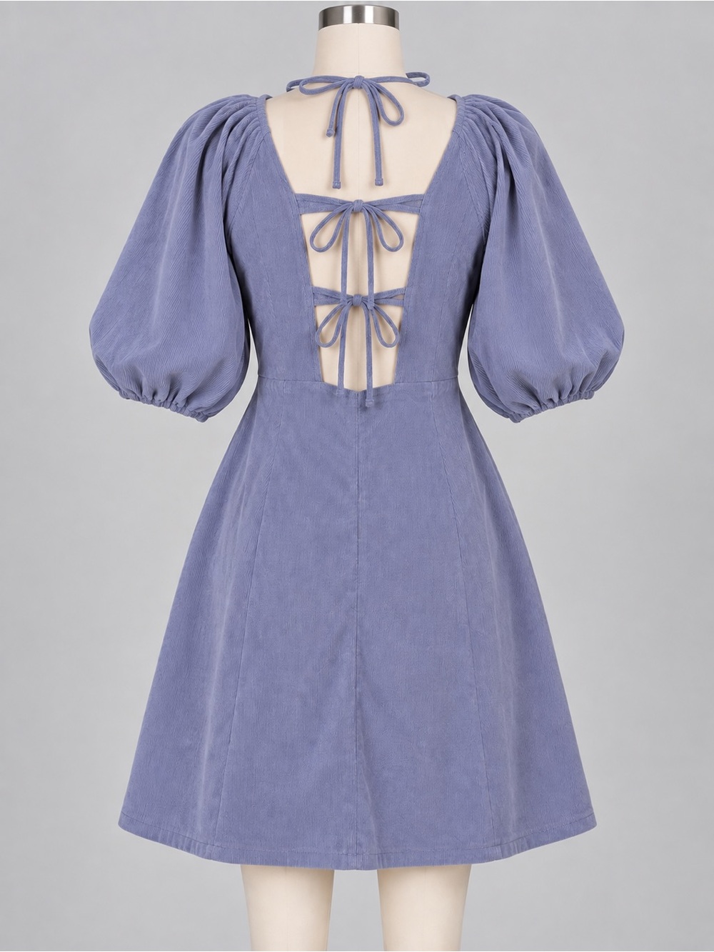 ASOS DESIGN Tie Back Floral Embroidery Cord Mini Dress in Lilac - Picture 4 of 7